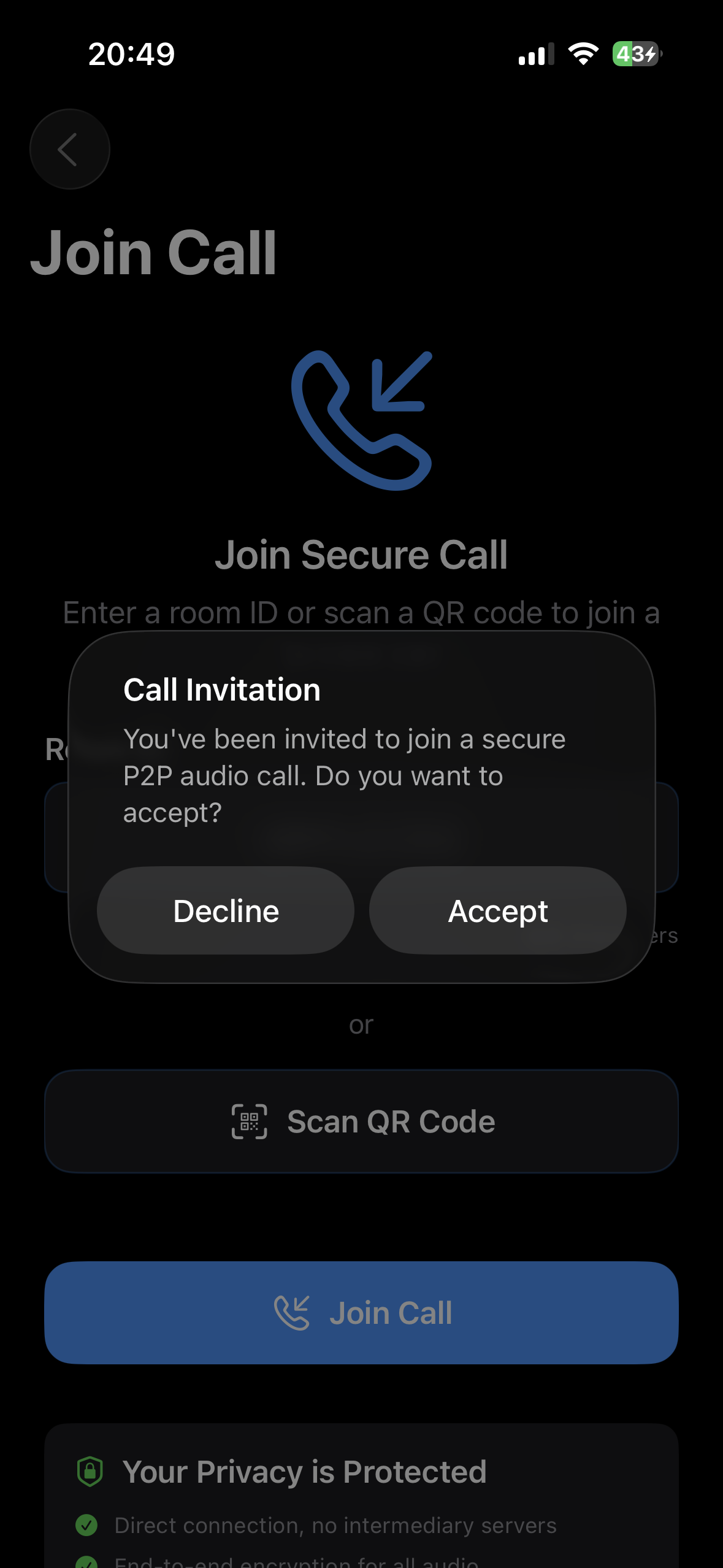 Accepting to join room